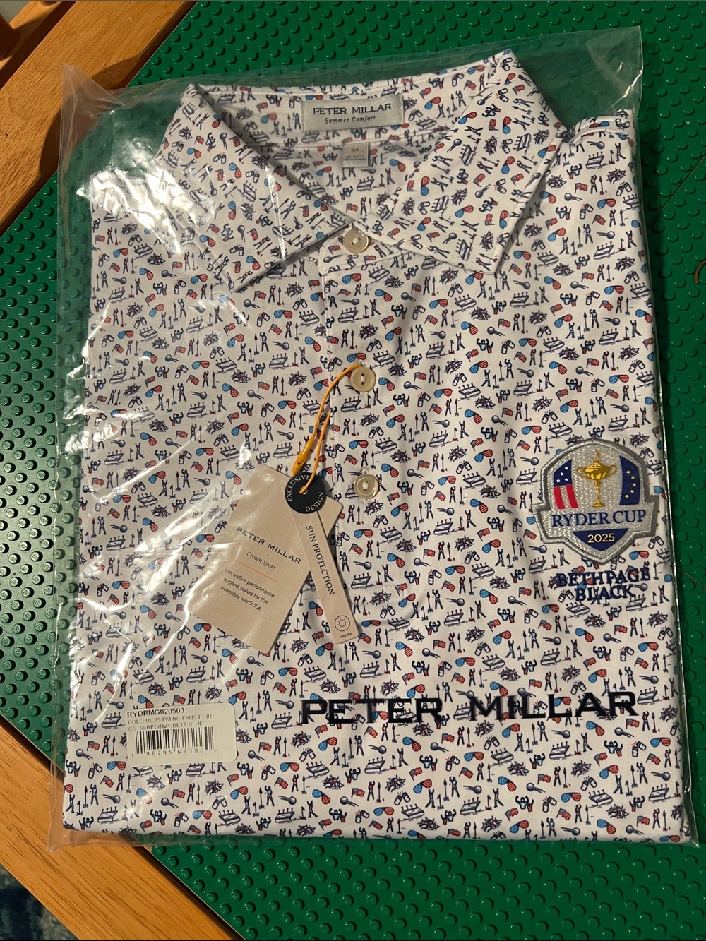 Peter Millar Ryder Cup 2025 S/S Poli Shirt  Sz Medium NWT